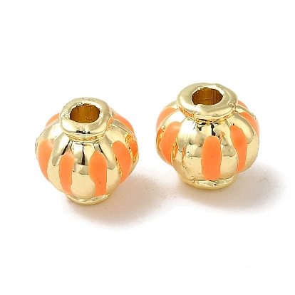 Rack Plating Alloy Enamel Beads, Long-Lasting Plated, Real 18K Gold Plated, Lantern