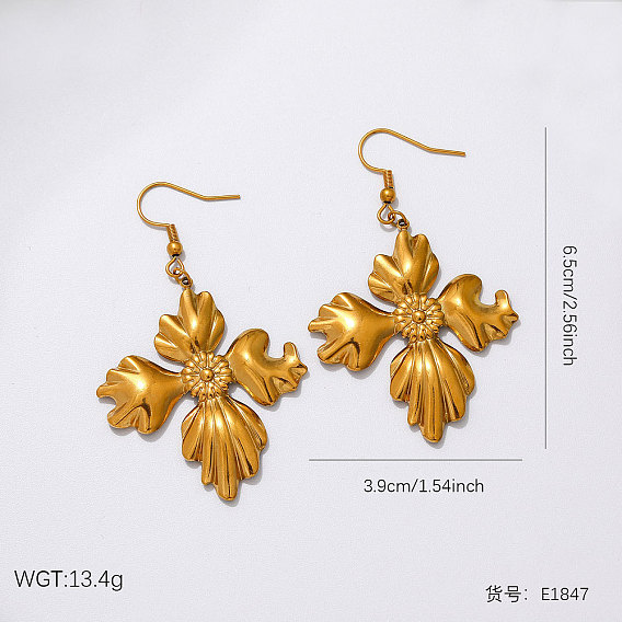 304 aretes colgantes de acero inoxidable para mujer, flor