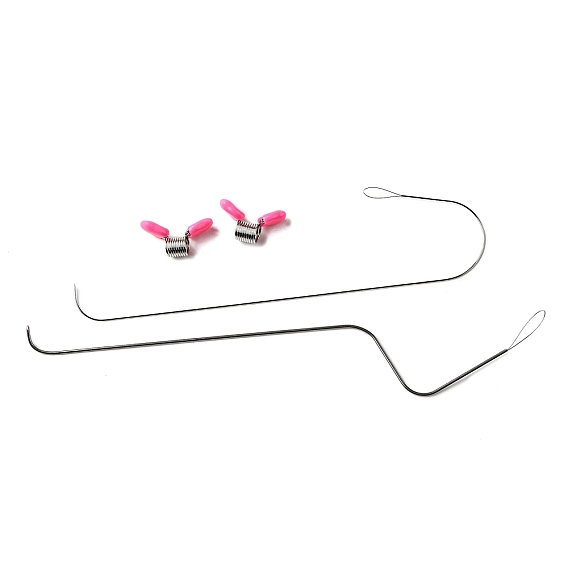 3шт. стальные иглы для бисероплетения с большим ушком, с 3шт. держателями бусин, ювелирные инструменты diy