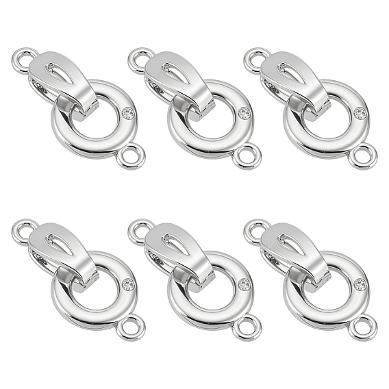 6шт. латунные микропаве прозрачные кубические цирконии складные застежки