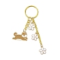 Alloy Enamel Keychain, with Iron Ring, Dog with Flower