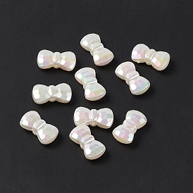 Opaque Acrylic Beads, Imitation Pearl, AB Color, Bowknot