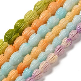 Synthetic Shell Dyed Carved Beads Strands, Flower