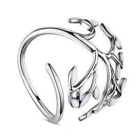 Элегантные кольца Shegrace из стерлингового серебра с родиевым покрытием 925, белые листья эмали