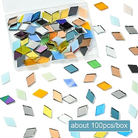 100Stück 2Farben Mosaikfliesen Glascabochons, für Heimdekoration oder Basteln, Karo