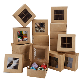 Квадратная складная бумажная коробка для торта, коробка для упаковки кексов для выпечки, с чистым окном