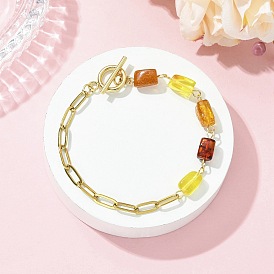 Прямоугольные браслеты из натуральных янтарных бусин, соединенных между собой., 304 браслеты из нержавеющей стали со скрепками для женщин