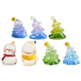 Christmas Resin Figurine Statues for Home Office Desktop Decoration, Christmas Tree & Snowman