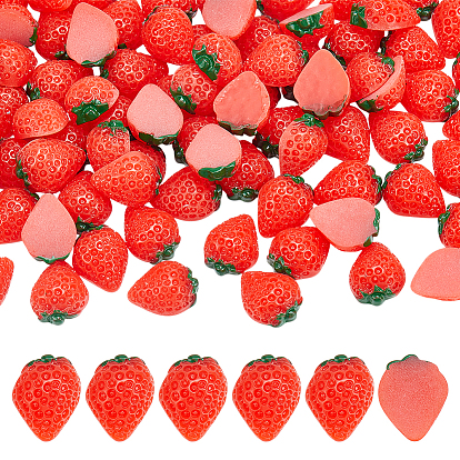 80шт. смоляные декодированные кабошоны, клубника