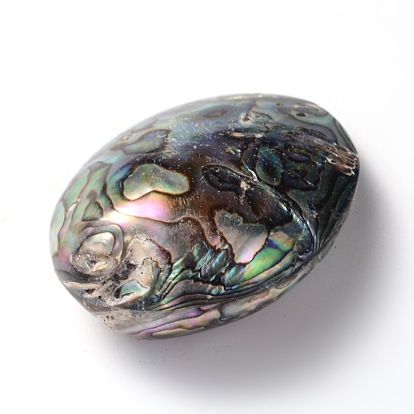 Oval Natural Paua Shell Beads, 50~65x36~40x16.5~20mm, Hole: 1mm