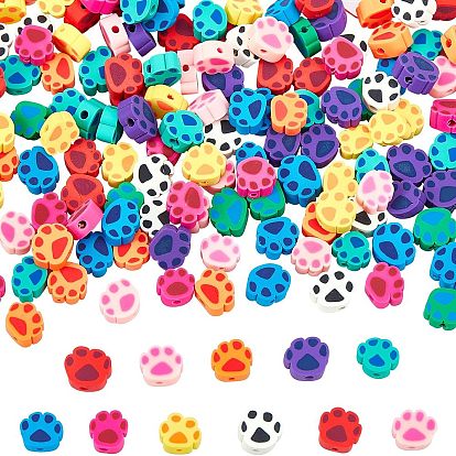 5 Strands Handmade Polymer Clay Beads Strands, for DIY Jewelry Crafts Supplies, Dog Paw Print