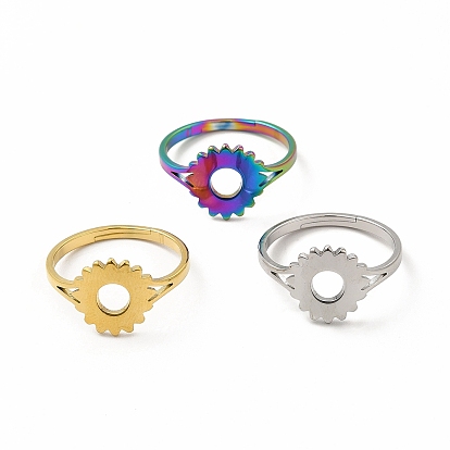 304 регулируемое кольцо из нержавеющей стали в виде подсолнуха для женщин