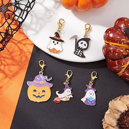 5 шт. кулон из эмали из сплава на Хэллоуин, с карабин-лобстерами 