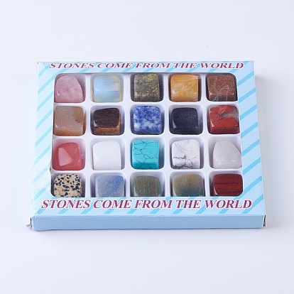 Natural & Synthetic Mixed Gemstone Beads, No Hole, Cube