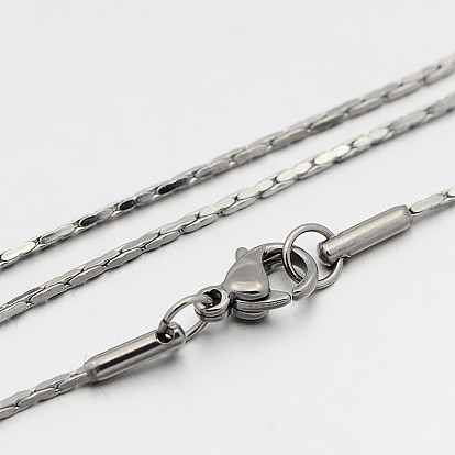 304 Stainless Steel Boston Chain Necklaces, with Lobster Claw Clasps, 18.1 inch(460mm), 1mm