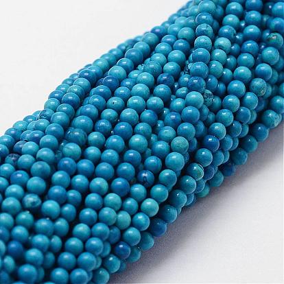 Natural Magnesite Beads Strands, Round, Dyed