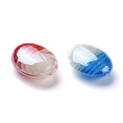 Handmade Lampwork Beads, Pearlized, Oval, 21x18x10mm, Hole: 2.5mm