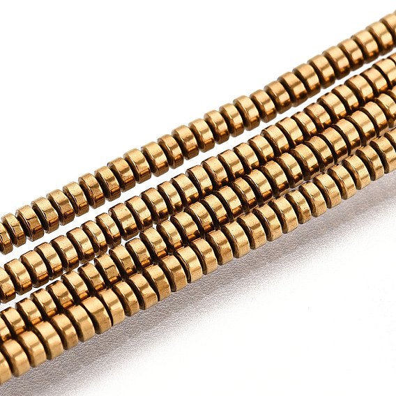 Гальванизировать немагнитных синтетический гематит бисер пряди, Плоский круглый / диск, граненые