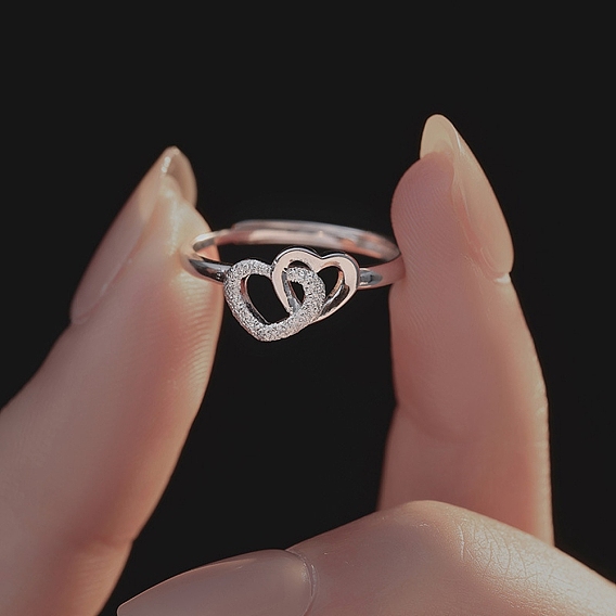 925 кольца-манжеты из стерлингового серебра для женщин, от сердца к сердцу
