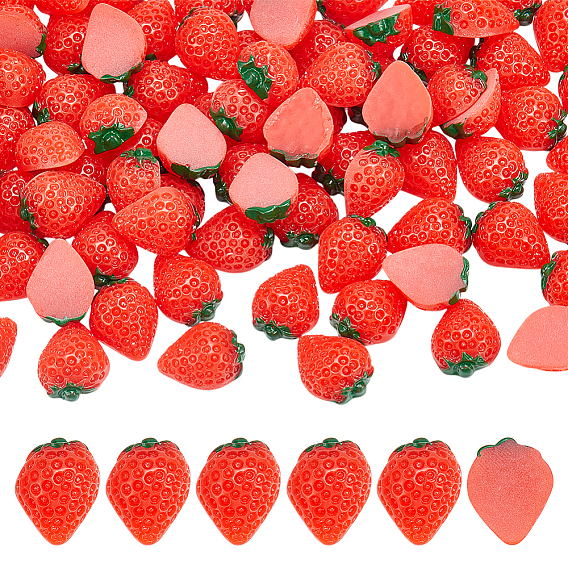 80шт. смоляные декодированные кабошоны, клубника