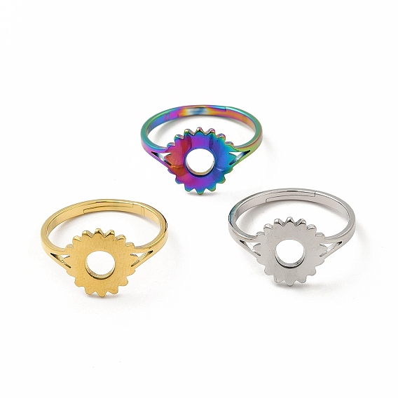 304 регулируемое кольцо из нержавеющей стали в виде подсолнуха для женщин