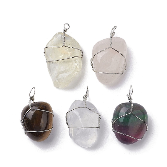 Подвески из медной проволоки с натуральным драгоценным камнем, самородки прелести, платина