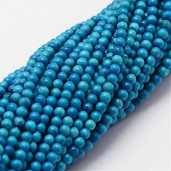 Natural Magnesite Beads Strands, Round, Dyed