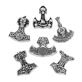 Viking 304 Stainless Steel Pendants, Mjolnir Thor Hammer Charm