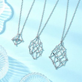 3 шт 3 стиль 304 нержавеющая сталь пустой макраме мешочек кулон сингапурская цепь ожерелья, не тускнеет