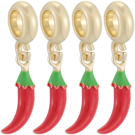 8 шт. латунные подвески-подвески в виде растений из красной эмали в европейском стиле, Подвески с большими отверстиями, реальный 18 k позолоченный