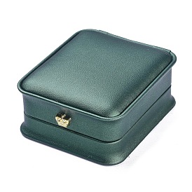 PU Leather Pendant Box, with Golden Iron Crown, for Wedding, Jewelry Storage Case, Rectangle