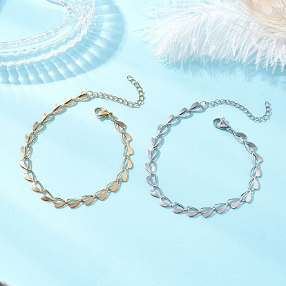 2 шт. 2 цвета 304 браслеты-цепочки из нержавеющей стали с сердечками для женщин, с 304 из нержавеющей стали Lobster Claw застежками