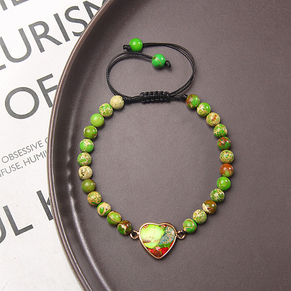 Handmade Adjustable Natural Color Emperor Stone Jewelry Heart Pendant