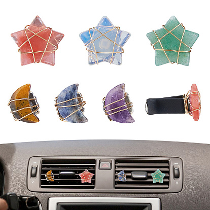 6шт. натуральные драгоценные камни автомобильные воздухозаборники клипсы, внутренняя отделка автомобиля, с магнитным ферромарганцевым железом и пластиковым зажимом