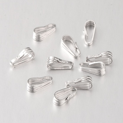 Sterling Silver Pendant Bails, 7.5x3.5x2.6mm, Hole: 2x6mm, about 809pcs/100g