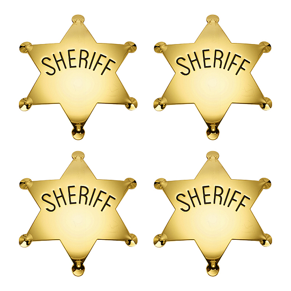 4 шт. железные броши-значки для рюкзака, звезда со словом шериф