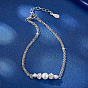 Bracelets à maillons en argent sterling plaqué rhodium avec perles d'imitation, bracelets chaînes câblées pour femmes