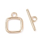 Rack Plating Brass Toggle Clasps, Long-Lasting Plated, Square with Bar