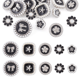 15шт. 5 стили 1-отверстия, эмалированные пуговицы из сплава, с пластиковой бисера