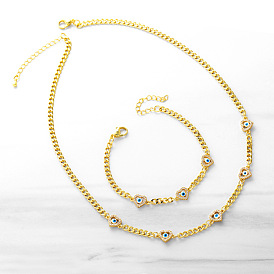 Женский комплект ожерелья в форме сердца-глаза — минималистичные украшения в стиле хип-хоп