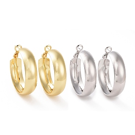 Brass Round Hoop Earrings for Women