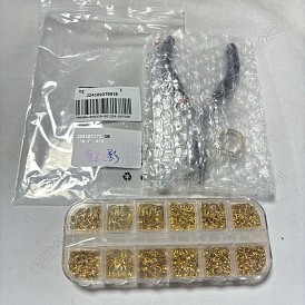DIY-Kits zur Schmuckherstellung, inklusive Bügel-Biegeringe & Perlenpinzette, Zink Legierung Karabinerverschlüsse Karabinerverschluss, Zange mit gebogener Spitze aus Kohlenstoffstahl, Messingringe