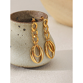 304 aretes de acero inoxidable para mujer, forma de cadena
