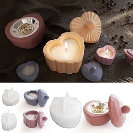 DIY Heart Shape Food Grade Silicone Candle Holder Molds, Resin Casting Molds, Clay Craft Mold Tools