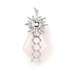 Natural Rose Quartz Pendants, Teardrop Pendant, with Stainless Steel Color Sun 304 Stainless Steel Findings and Jump Ring