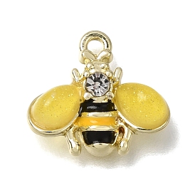 Colgantes de latón, esmalte y resina, amuletos de abejorro, Con diamantes de imitación y polvo brillante