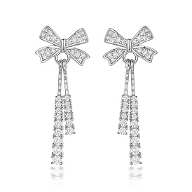 Fashionable and Elegant S925 Silver Micro-inlaid Bowknot Zircon Earrings for Women