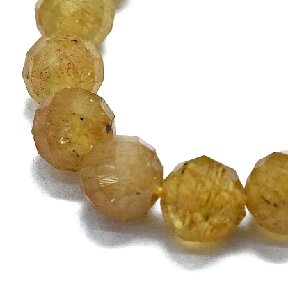 Natural Apatite Beads Strands, Faceted(64 Facets), Round