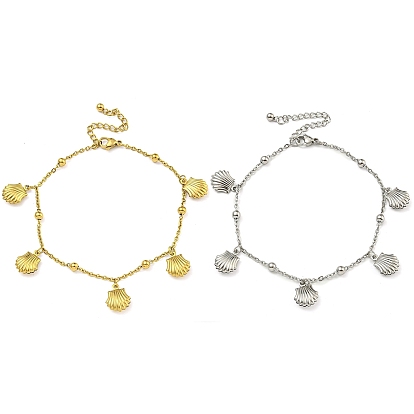 Летний пляж 304 тросовые цепочки из нержавеющей стали, браслеты с подвесками в форме ракушек