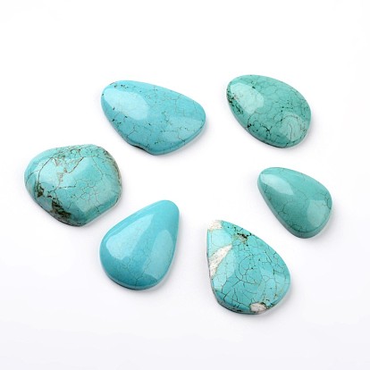 Teñidos naturales howlite nuggets cabujones, 32~42x22~35x7.5~9 mm